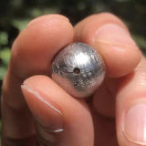 Gibeon Iron Meteorite Moldavite Round Beads Silver Plated 10mm