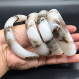 Gobi Jade Hand Carved Ice Silk Wide Band Bracelet