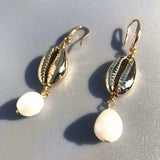 Cowrie Shell Earring Freshwater Baroque Pearl Boho Jewelry for Women