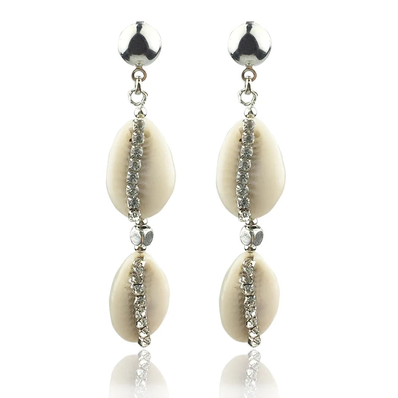 Cowrie Shell Earring Freshwater Baroque Pearl Boho Jewelry for Women