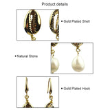 Cowrie Shell Earring Freshwater Baroque Pearl Boho Jewelry for Women