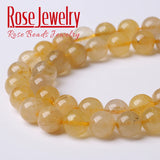 Rutilated Quartz Beads Round Loose Stone Beads 4-12mm