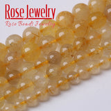 Rutilated Quartz Beads Round Loose Stone Beads 4-12mm