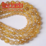 Rutilated Quartz Beads Round Loose Stone Beads 4-12mm