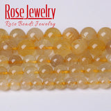Rutilated Quartz Beads Round Loose Stone Beads 4-12mm
