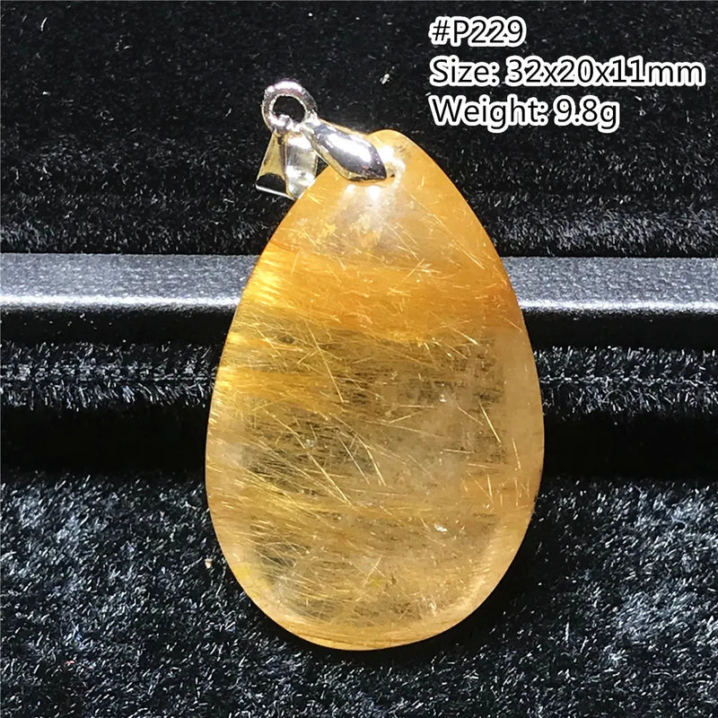 Natural Rutilated Necklace Pendant Wealth Crystal Jewelry