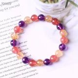 Rutilated Quartz Amethyst Bracelet Strawberry Quartz Beads 7mm 8mm 9mm