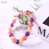 Rutilated Quartz Amethyst Bracelet Strawberry Quartz Beads 7mm 8mm 9mm