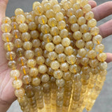 Natural Rutilated Quartz Beads Round Stone Beads