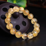 Rutilated Quartz Bracelet Titanium Beads 7-10mm