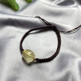 Rutilated Quartz Beads Bracelet Adjustable Braided Rope Bangle