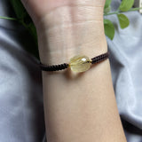 Rutilated Quartz Beads Bracelet Adjustable Braided Rope Bangle