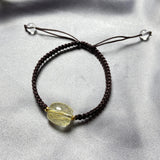 Rutilated Quartz Beads Bracelet Adjustable Braided Rope Bangle