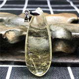 Rutilated Quartz Pendant Jewelry Crystal 43x17x9mm Beads Silver Stone AAAAA