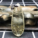 Rutilated Quartz Pendant Jewelry Crystal 43x17x9mm Beads Silver Stone AAAAA
