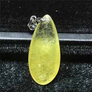 Rutilated Quartz Pendant 32x15x8mm Silver Crystal Stone