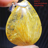 Rutilated Quartz Pendant Necklace Oval Water Drop Rectangle Yellow Brazil