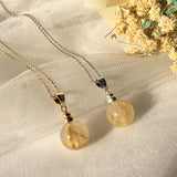 Rutilated Quartz Pendant Necklace Crystal Stone Jewelry