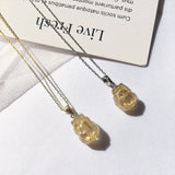 Rutilated Quartz Pixiu Brave Troops Charms Pendant Necklace