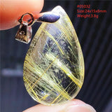 Rutilated Quartz Water Drop Pendant Necklace for Love and Wealth