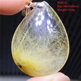 Rutilated Quartz Water Drop Pendant Necklace for Love and Wealth