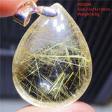 Rutilated Quartz Water Drop Pendant Necklace for Love and Wealth