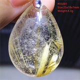 Rutilated Quartz Water Drop Pendant Necklace for Love and Wealth