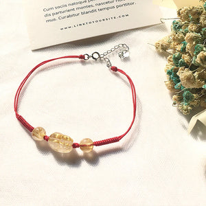 Rutilated Quartz Pixiu Crystal Bracelet Ethnic Anklet for Women