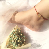 Rutilated Quartz Pixiu Crystal Bracelet Ethnic Anklet for Women