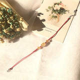 Rutilated Quartz Pixiu Crystal Bracelet Ethnic Anklet for Women