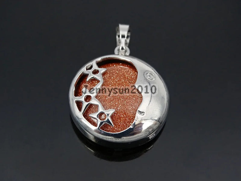 Sand Gems Stone Moon Pendant Charm Healing Jewelry 10Pcs/Pack