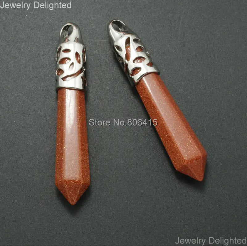 Sand Gems Stones Hexagonal Point Pendant Jewelry Set