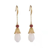 Silk Jade 925 Silver Magnolia Earrings Long Temperament Hanfu Pendant Earrings
