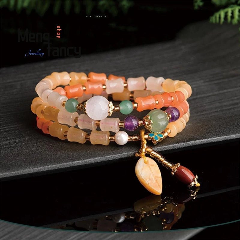 Silk Jade Bracelet Charms Fine Jewelry Sweater Chain Couple Necklace Amulets