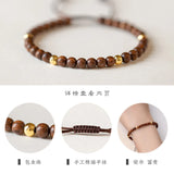 Silk Sandalwood Ebony Bracelet 14K Golden Balls Jewelry Gift