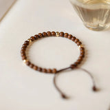 Silk Sandalwood Ebony Bracelet 14K Golden Balls Jewelry Gift