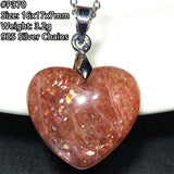 Strawberry Quartz Sunstone 925 Silver Pendant - Crystal Jewelry Healing Gift