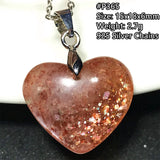 Strawberry Quartz Sunstone 925 Silver Pendant - Crystal Jewelry Healing Gift