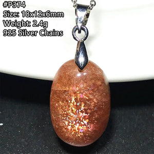 Strawberry Quartz Sunstone 925 Silver Pendant - Crystal Jewelry Healing Gift