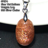 Strawberry Quartz Sunstone 925 Silver Pendant - Crystal Jewelry Healing Gift