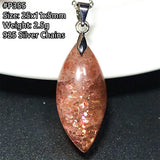 Strawberry Quartz Sunstone 925 Silver Pendant - Crystal Jewelry Healing Gift