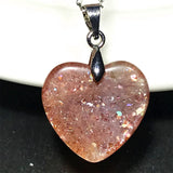 Natural Strawberry Quartz Sunstone 925 Silver Pendant For Women Men