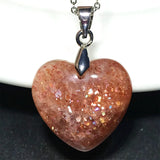 Natural Strawberry Quartz Sunstone 925 Silver Pendant For Women Men