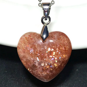 Natural Strawberry Quartz Sunstone 925 Silver Pendant For Women Men