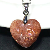 Natural Strawberry Quartz Sunstone 925 Silver Pendant For Women Men
