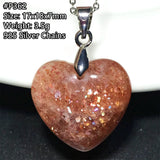 Natural Strawberry Quartz Sunstone 925 Silver Pendant For Women Men