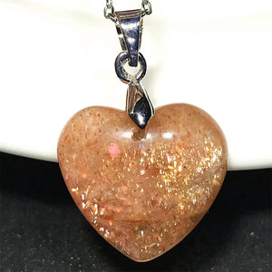 Strawberry Quartz Sunstone Silver Pendant 16x17x5mm
