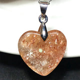 Strawberry Quartz Sunstone Silver Pendant 16x17x5mm