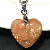 Strawberry Quartz Sunstone Silver Pendant 16x17x5mm