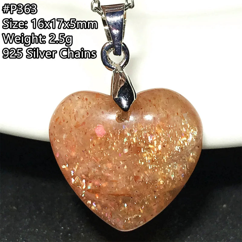 Strawberry Quartz Sunstone Silver Pendant 16x17x5mm